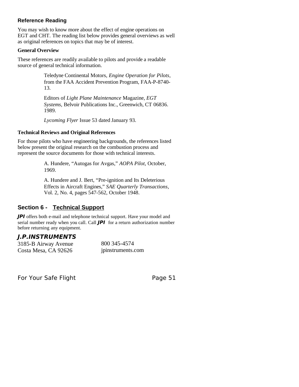 J.P. Instruments EDM 760 Pilots Guide User Manual | Page 55 / 59