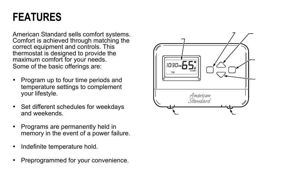 Features | American Standard 340 User Manual | Page 2 / 24