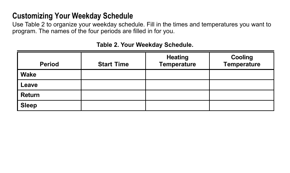 Customizing your weekday schedule | American Standard 340 User Manual | Page 8 / 24