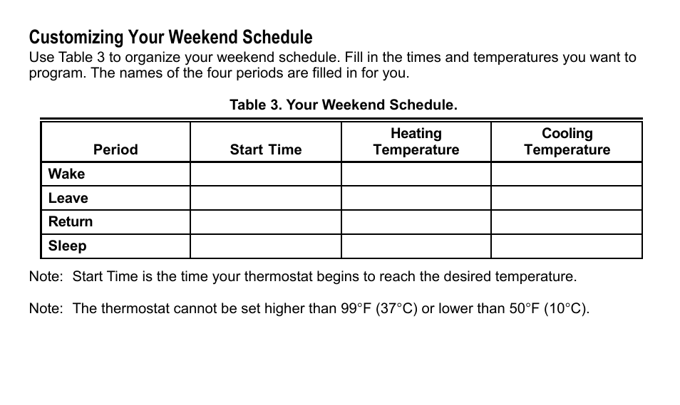 Customizing your weekend schedule | American Standard 340 User Manual | Page 9 / 24