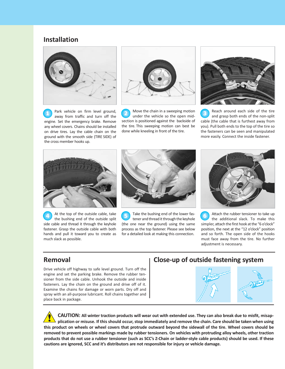 Installation removal, Close-up of outside fastening system | Security Chain Co (SCC) Super Z User Manual | Page 2 / 3