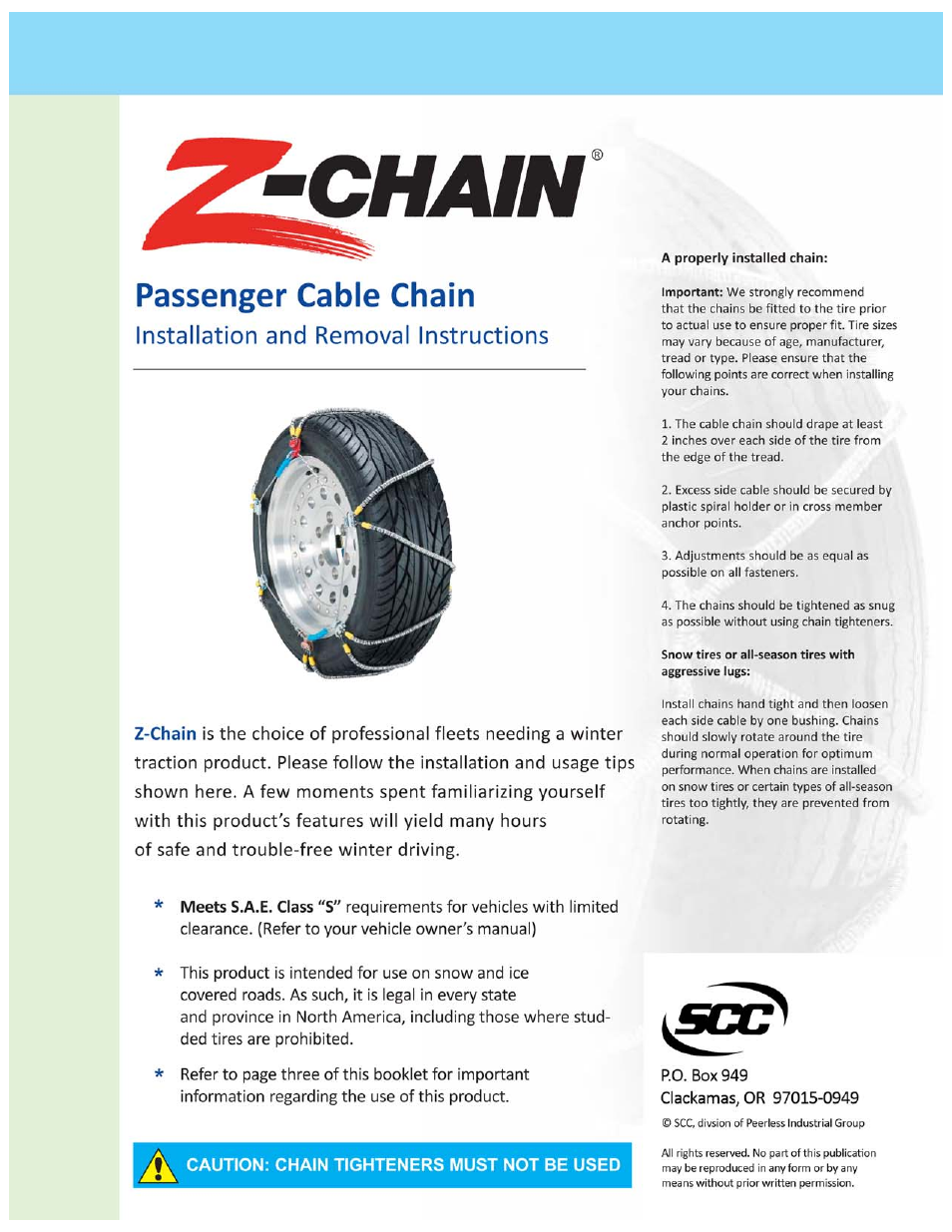 Security Chain Co (SCC) Z-Chain User Manual | 3 pages