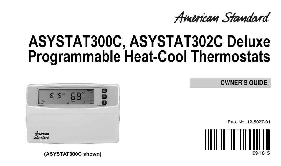 American Standard ASYSTAT302C User Manual | 68 pages