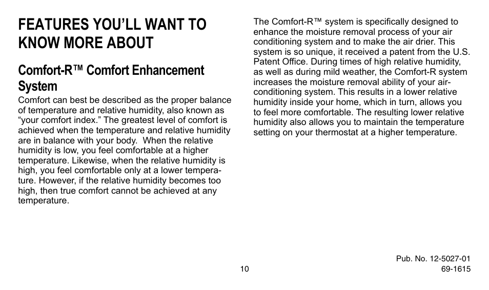 Features you’ll want to know more about, Comfort-r™ comfort enhancement system | American Standard ASYSTAT302C User Manual | Page 10 / 68