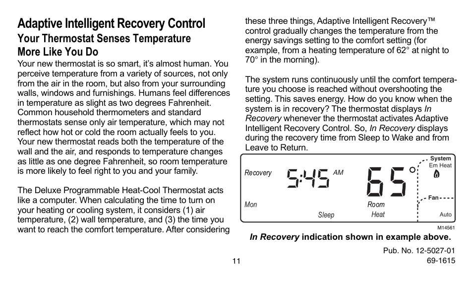 Adaptive intelligent recovery control | American Standard ASYSTAT302C User Manual | Page 11 / 68