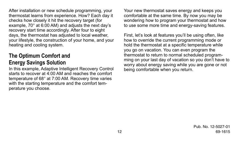 The optimum comfort and energy savings solution | American Standard ASYSTAT302C User Manual | Page 12 / 68