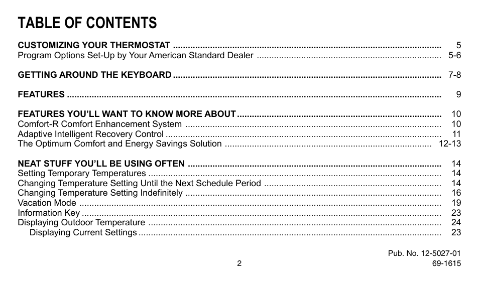 American Standard ASYSTAT302C User Manual | Page 2 / 68