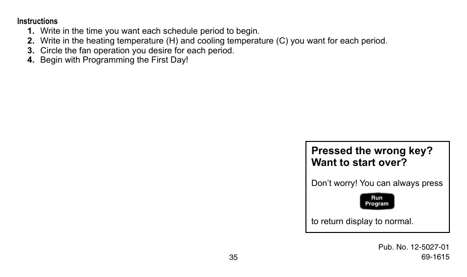 Pressed the wrong key? want to start over | American Standard ASYSTAT302C User Manual | Page 35 / 68