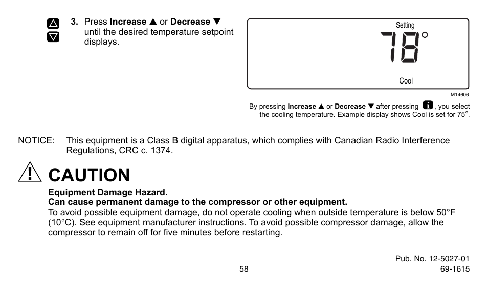 Caution | American Standard ASYSTAT302C User Manual | Page 58 / 68
