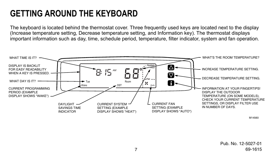 Getting around the keyboard | American Standard ASYSTAT302C User Manual | Page 7 / 68