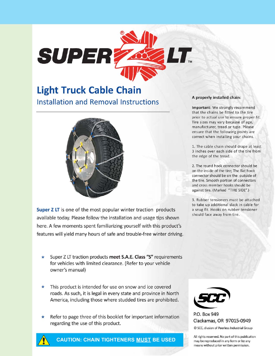 Security Chain Co (SCC) Super Z LT User Manual | 3 pages