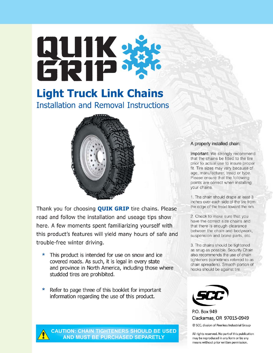 Security Chain Co (SCC) Quik Grip User Manual | 3 pages