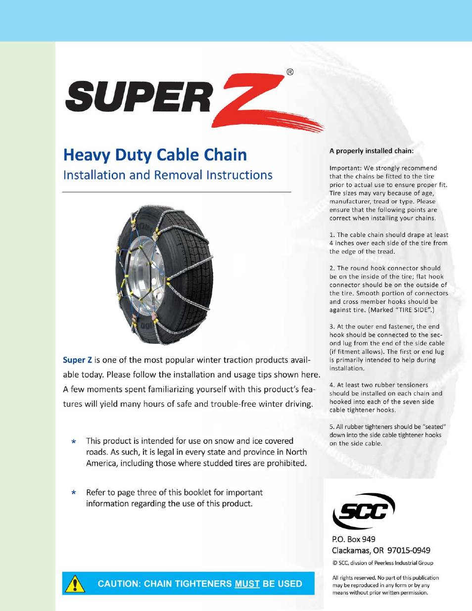 Security Chain Co (SCC) Super Z Single User Manual | 3 pages