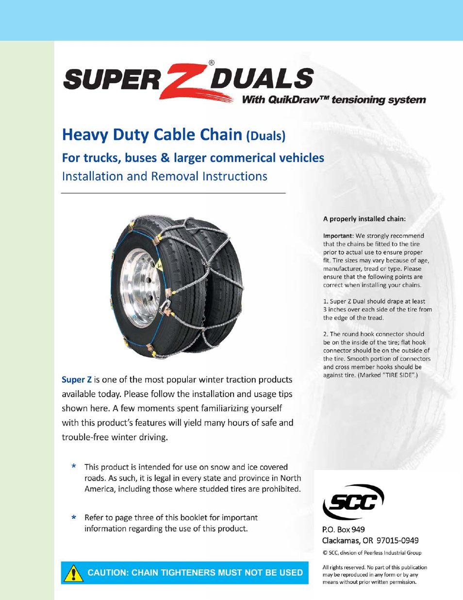 Security Chain Co (SCC) Super Z Quikdraw Dual User Manual | 3 pages