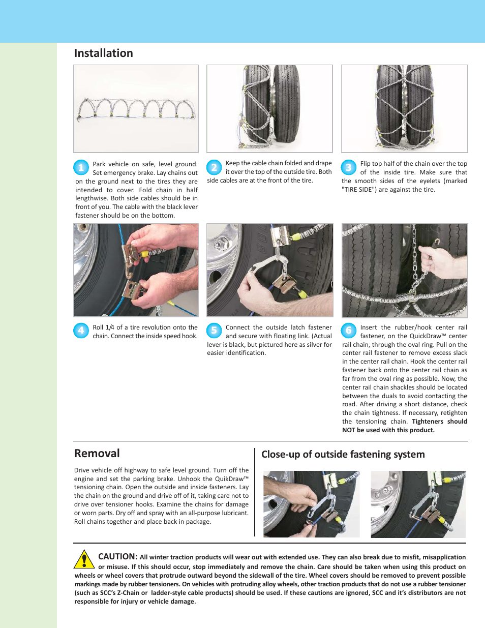 Installation removal, Close-up of outside fastening system | Security Chain Co (SCC) Super Z Quikdraw Dual User Manual | Page 2 / 3