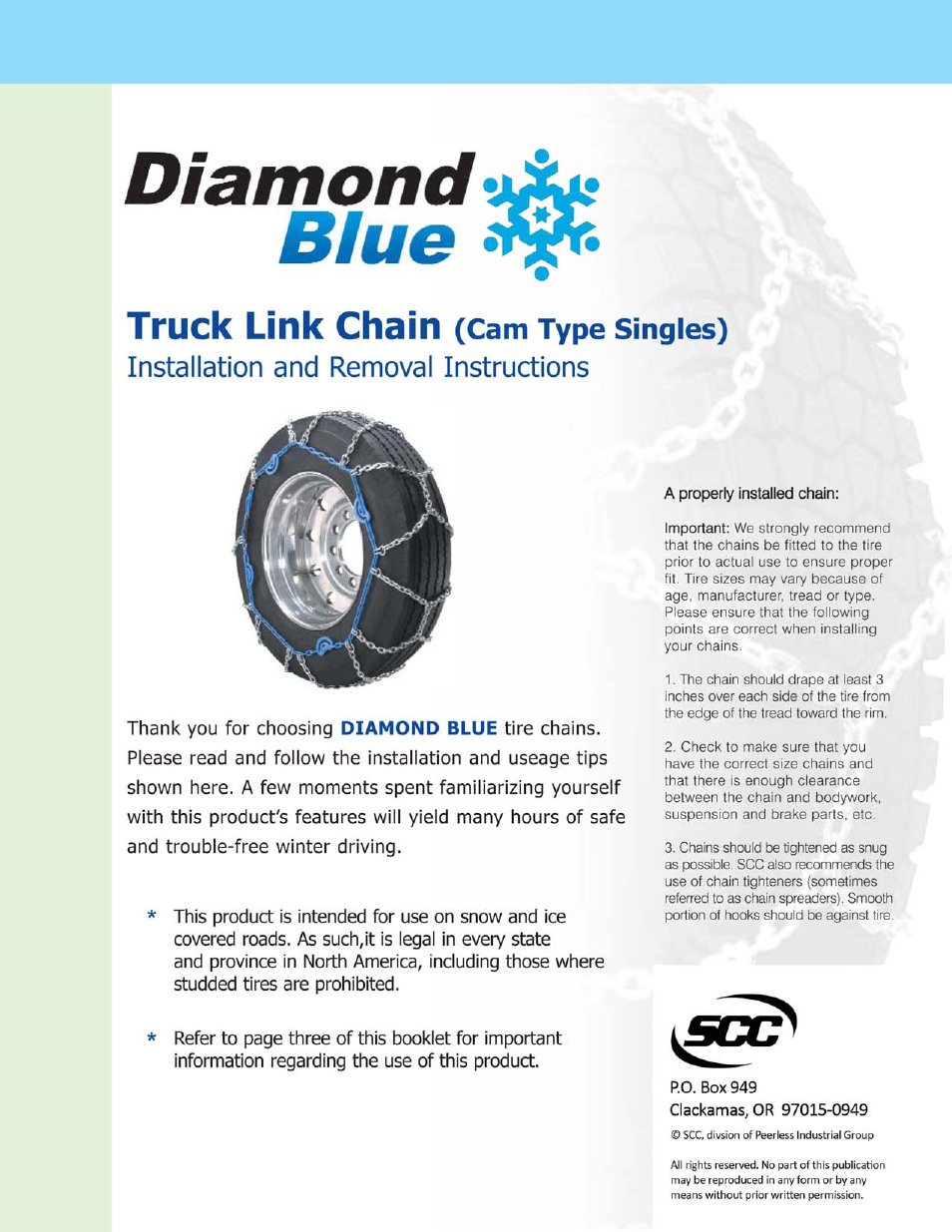 Security Chain Co (SCC) Diamond Blue User Manual | 3 pages
