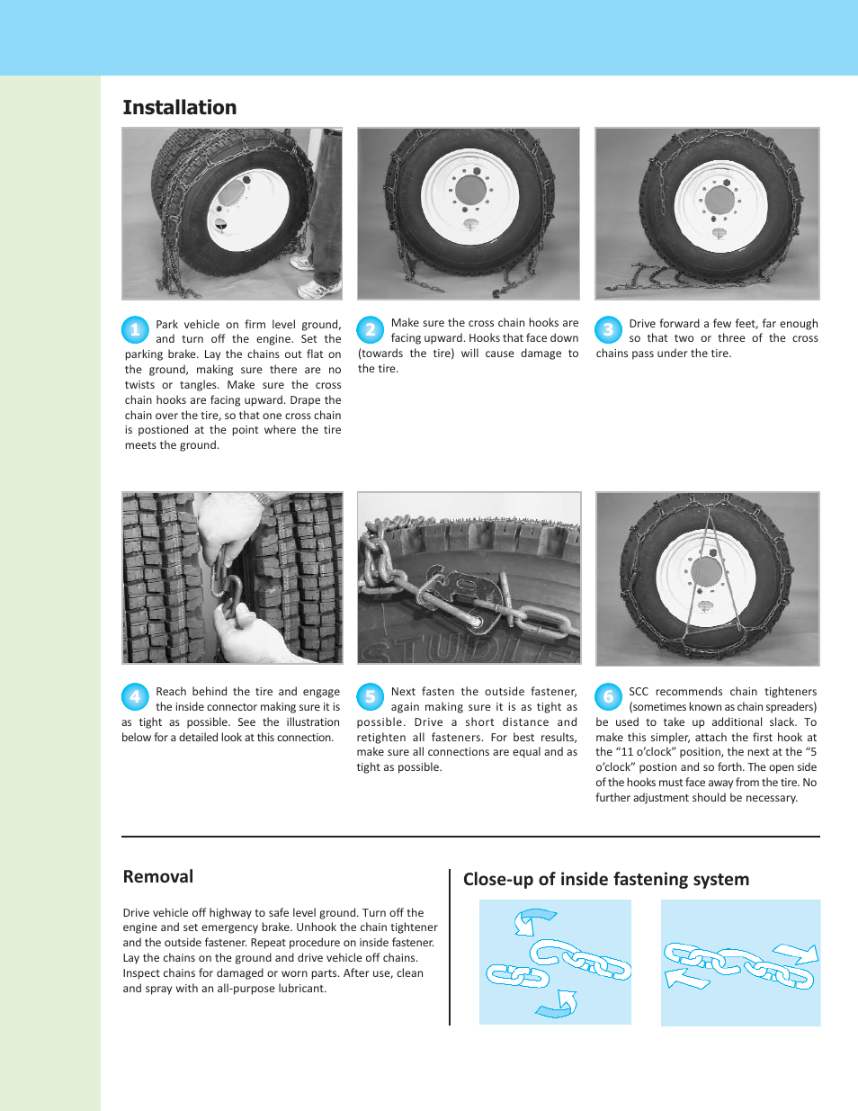 Installation removal, Close-up of inside fastening system | Security Chain Co (SCC) Quik Grip Non-CAM Single User Manual | Page 2 / 3
