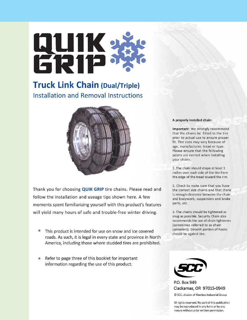 Security Chain Co (SCC) Quik Grip Non-CAM Dual User Manual | 3 pages