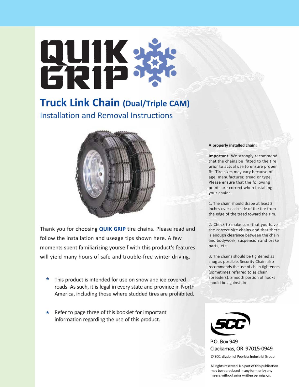 Security Chain Co (SCC) Quik Grip CAM Dual User Manual | 3 pages