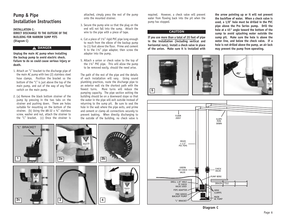 Pump & pipe installation instructions | PHCC Pro Series Pro Series 2400 Battery Backup Sump Pump System User Manual | Page 7 / 20