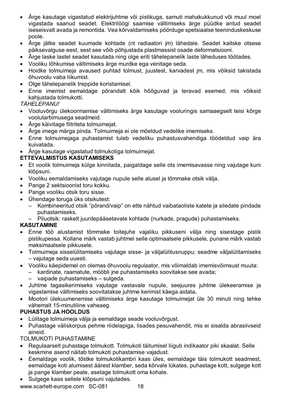 Scarlett SC-081 User Manual | Page 18 / 25