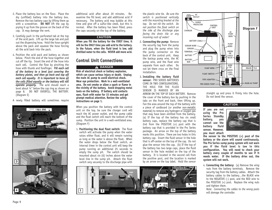 Control unit connections | PHCC Pro Series Pro Series 1730 Battery Backup Sump Pump System User Manual | Page 10 / 16