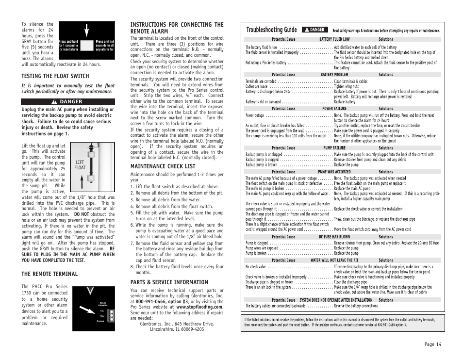 PHCC Pro Series Pro Series 1730 Battery Backup Sump Pump System User Manual | Page 15 / 16