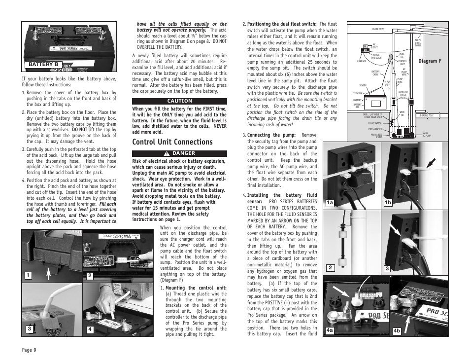 Control unit connections | PHCC Pro Series Pro Series 1000 Battery Backup Sump Pump System (with silence switch) User Manual | Page 10 / 16