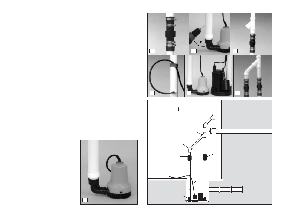 Pump & pipe installation instructions, Diagram b | PHCC Pro Series Pro Series 1000 Battery Backup Sump Pump System (without silence switch) User Manual | Page 6 / 12