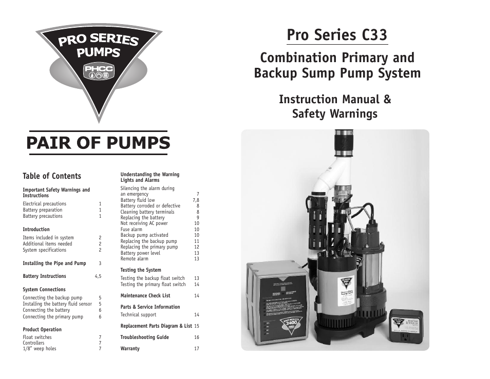 PHCC Pro Series Pro Series C33 User Manual | 19 pages