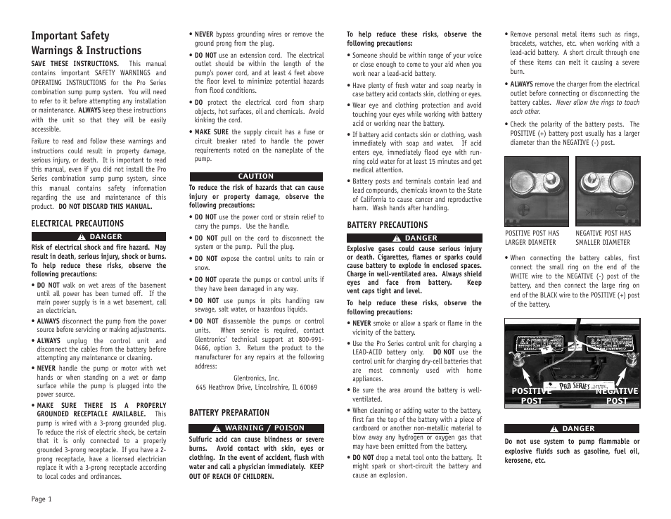 Important safety warnings & instructions | PHCC Pro Series Pro Series C33 User Manual | Page 2 / 19