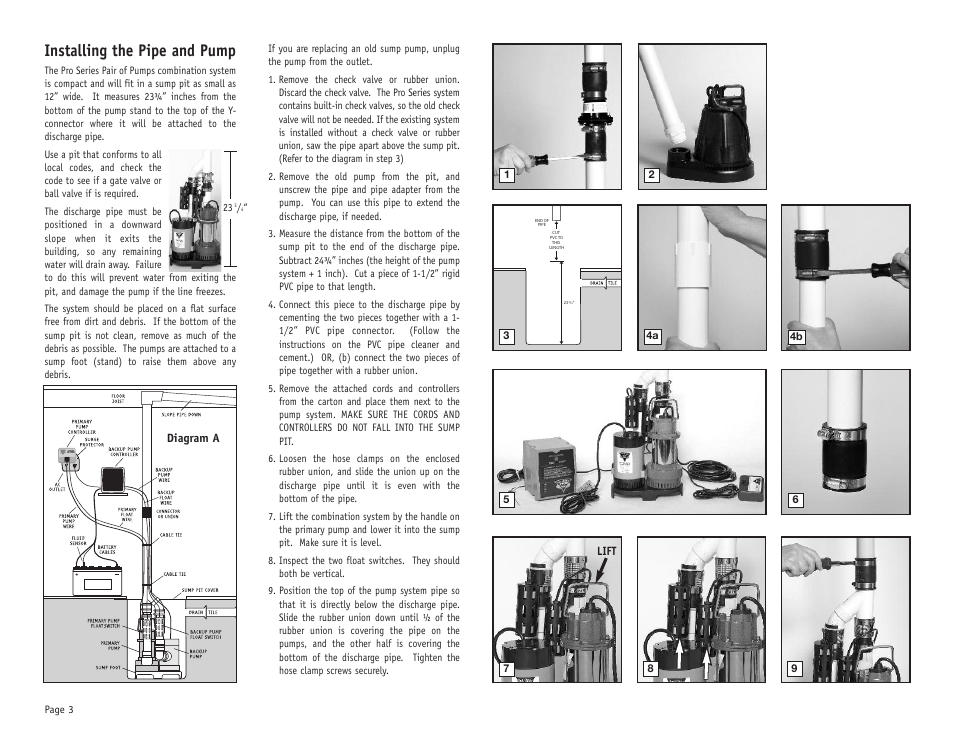 Installing the pipe and pump | PHCC Pro Series Pro Series C33 User Manual | Page 4 / 19