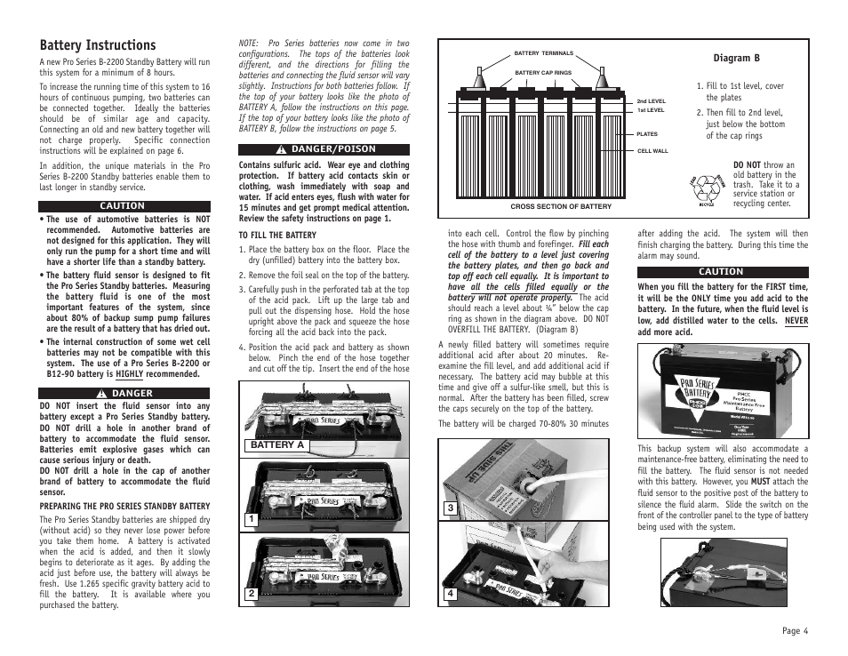 Battery instructions | PHCC Pro Series Pro Series C33 User Manual | Page 5 / 19