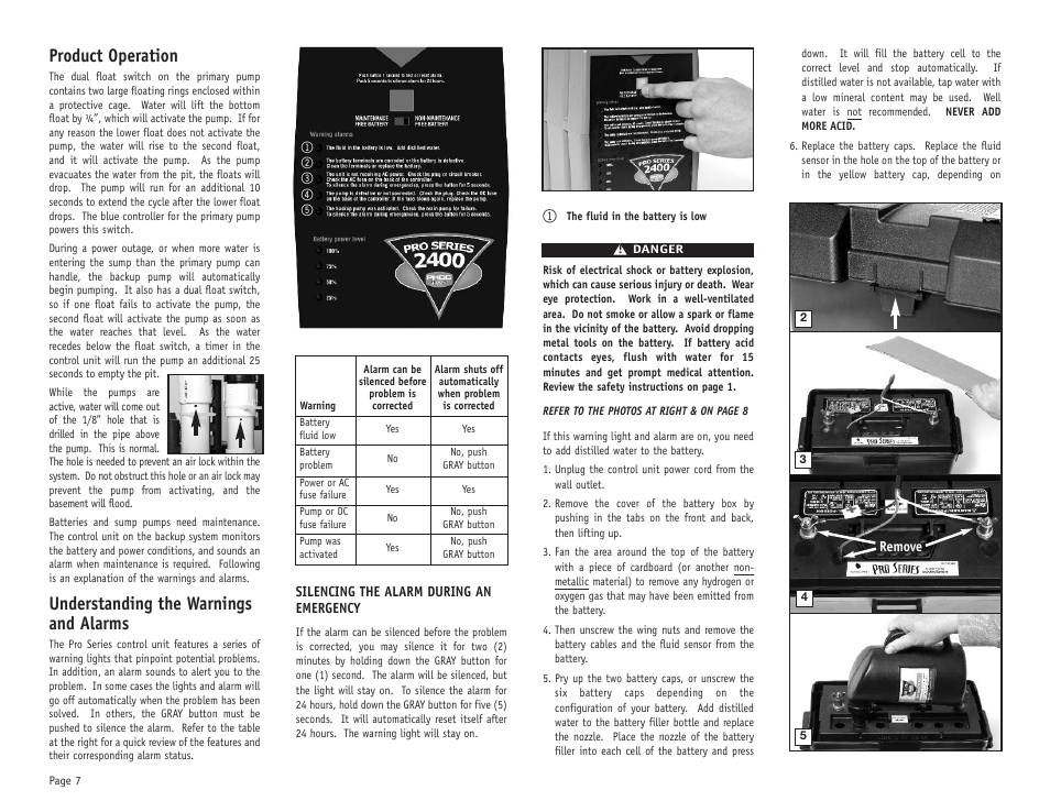 Product operation, Understanding the warnings and alarms | PHCC Pro Series Pro Series C33 User Manual | Page 8 / 19