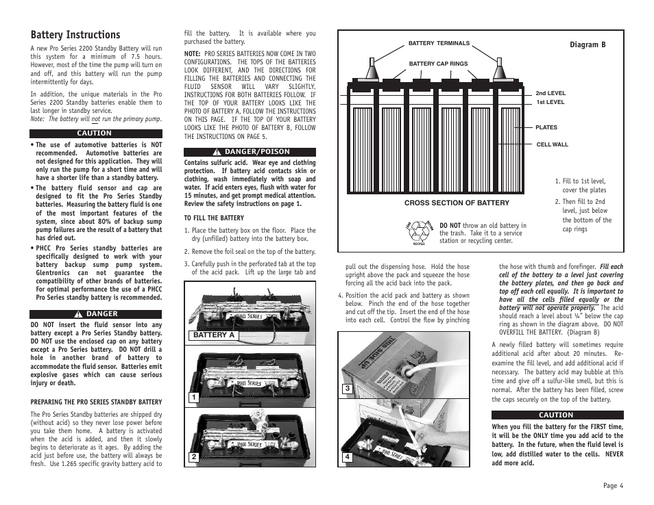 Battery instructions | PHCC Pro Series Pro Series C22 User Manual | Page 5 / 19