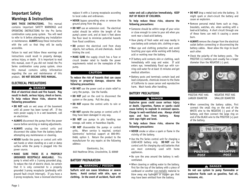 Important safety warnings & instructions | PHCC Pro Series Pro Series C11 User Manual | Page 2 / 19