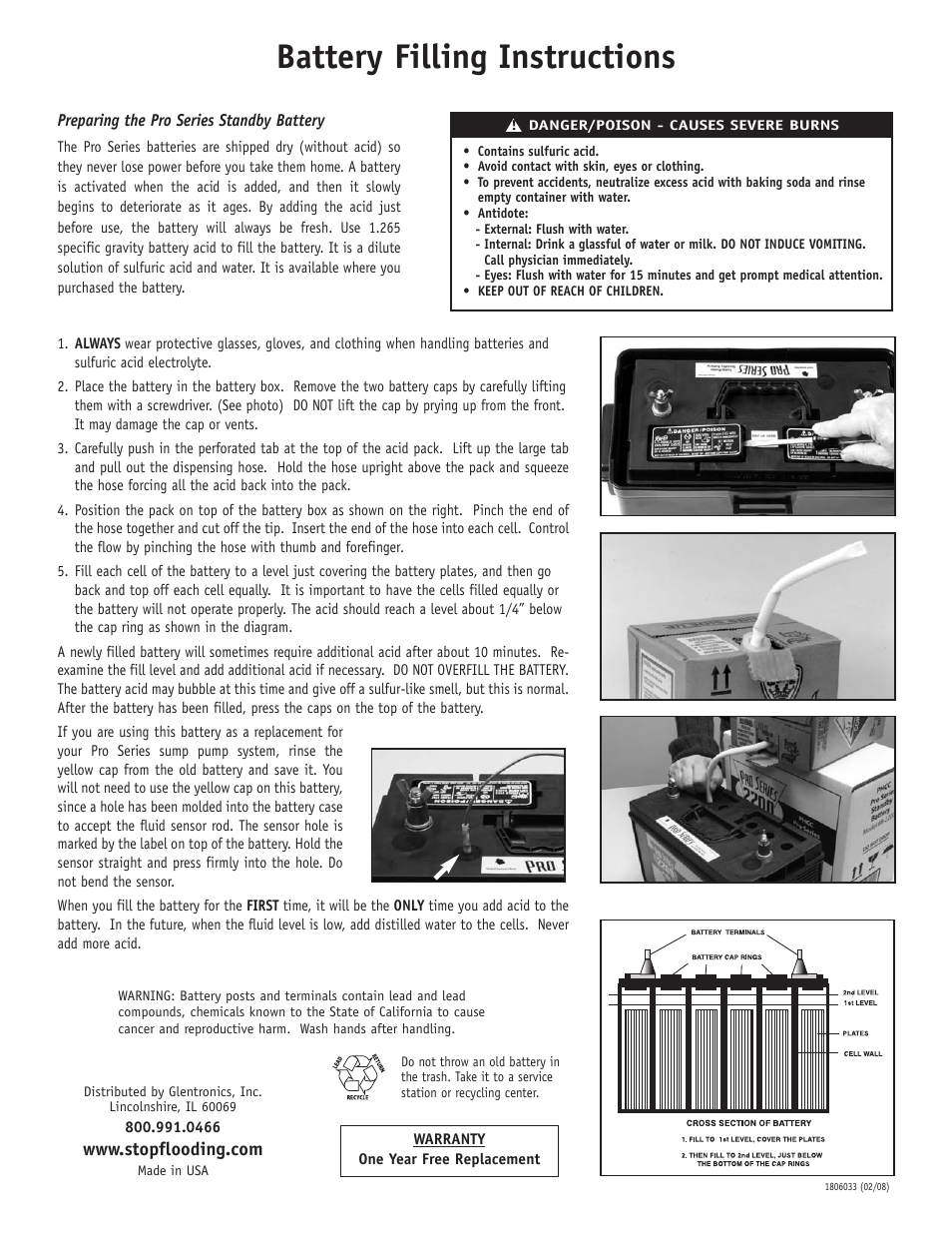 PHCC Pro Series Battery Filling User Manual | 1 page