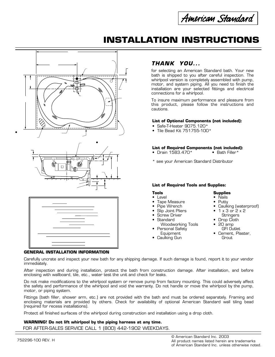 American Standard Ellisse 2711.XXXW User Manual | 4 pages