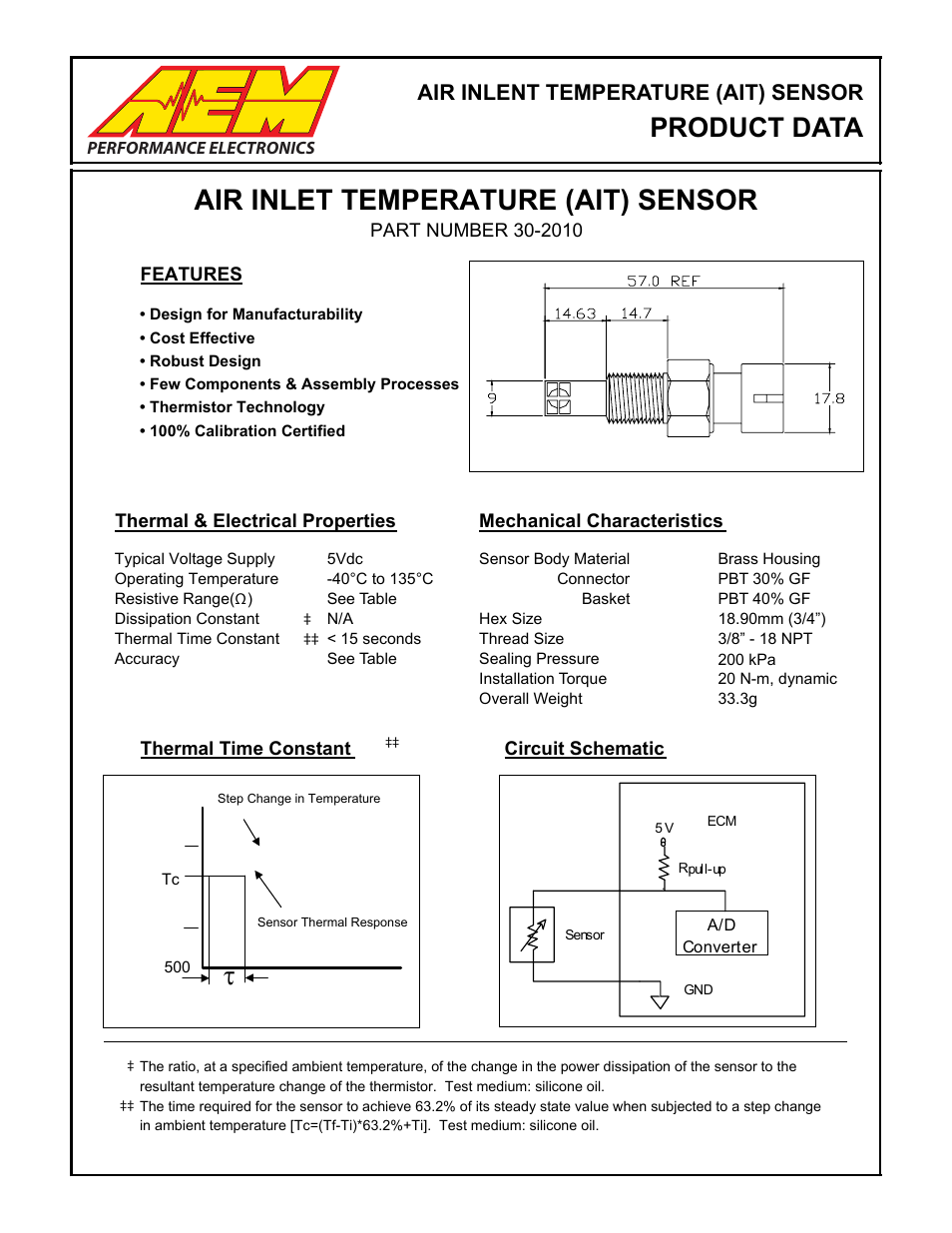 AEM 30-2010 Air Temp Sensor Kit User Manual | 2 pages