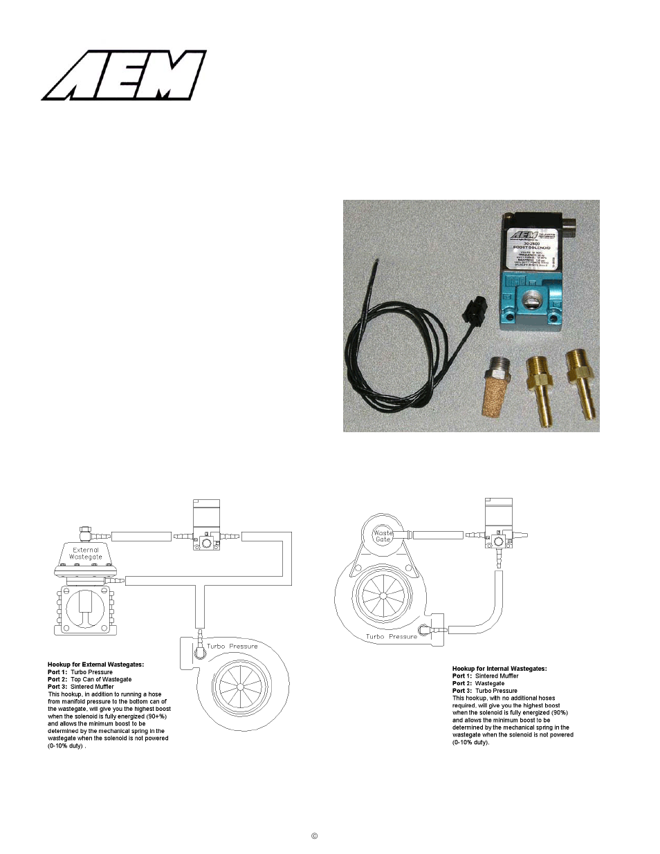 AEM 30-2400 Boost Control Solenoid Kit User Manual | 2 pages
