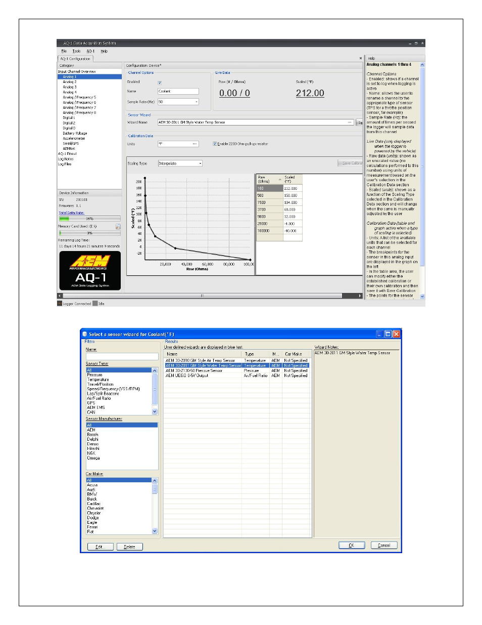 AEM 30-2500 AQ-1 Data Logging System User Manual | Page 10 / 22