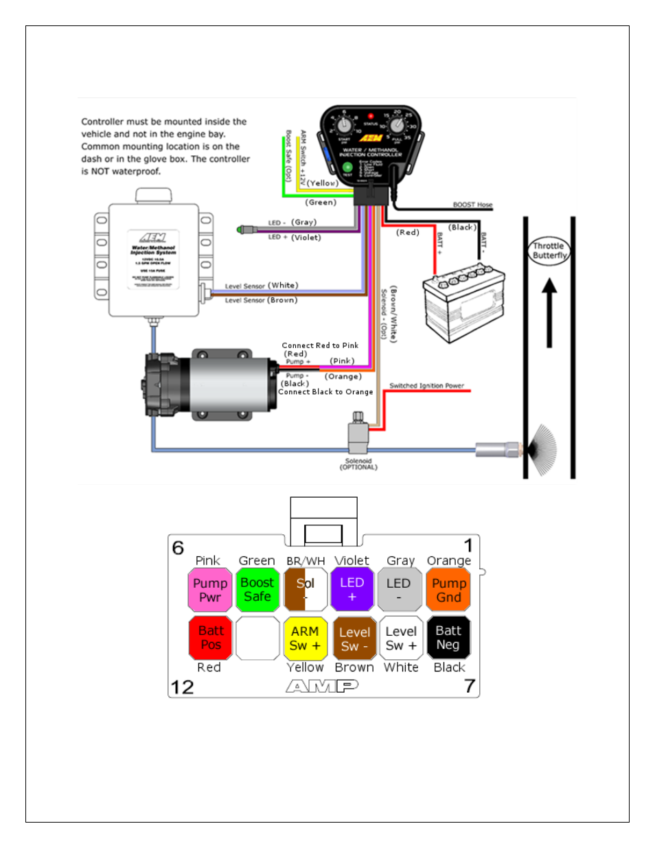 Installation, Diagram | AEM 30-3301 V2 Water Methanol Injection Kit HD Controller User Manual | Page 5 / 19
