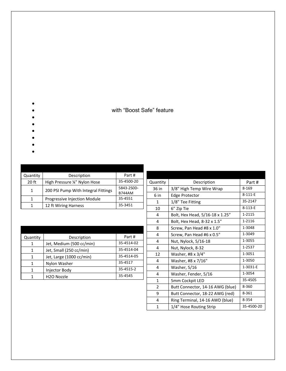 Introduction, Specifications, Hardware kit | Parts list, Injector nozzle kit | AEM 30-3352 V2 Water Methanol Nozzle and Controller Kit Multi Input Controller User Manual | Page 3 / 23