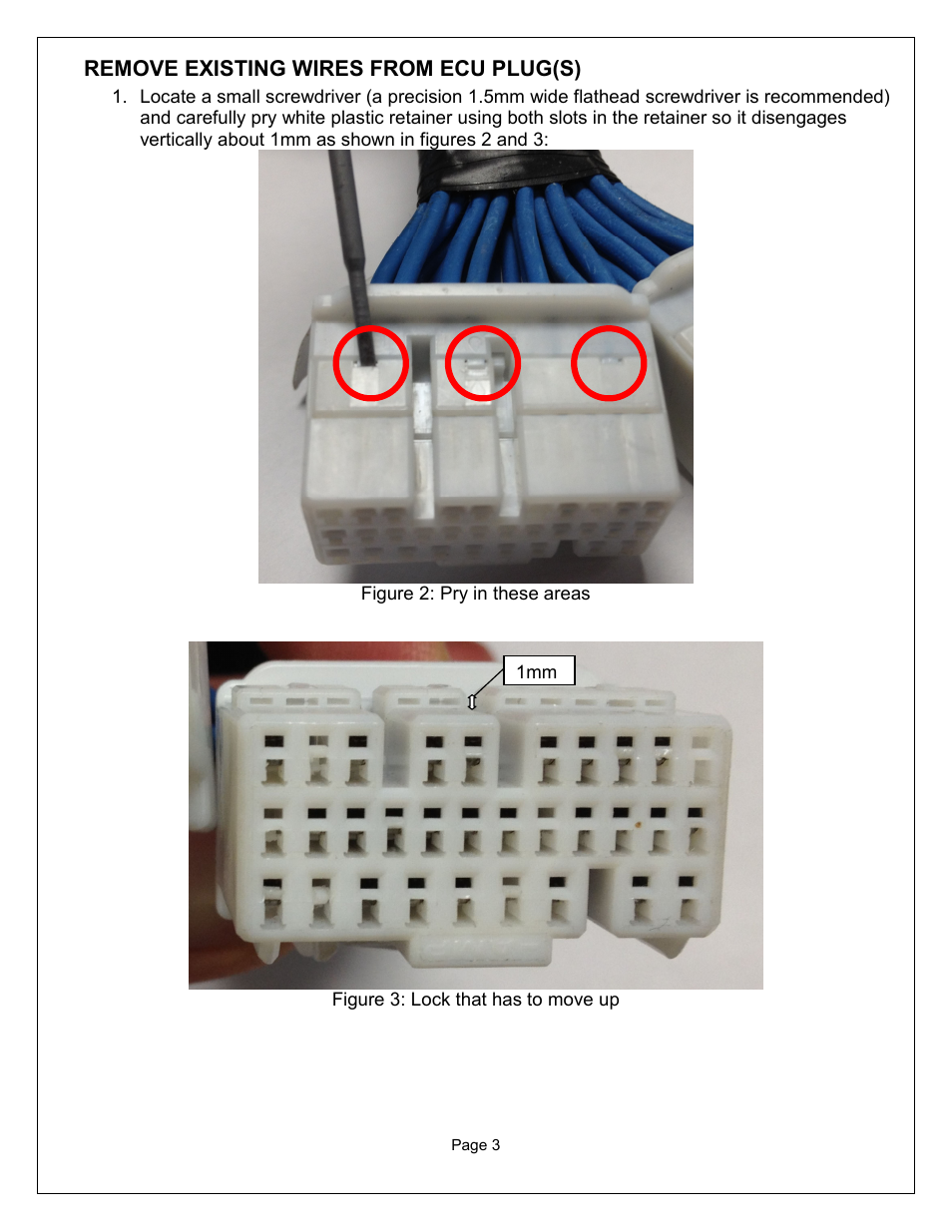 Remove existing wires from ecu plug(s) | AEM 30-3432 Series 2 AEMnet Adapter User Manual | Page 3 / 8