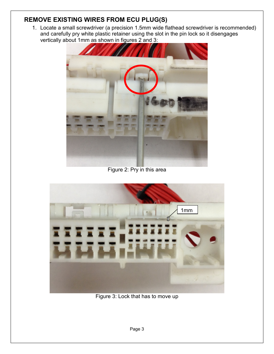 Remove existing wires from ecu plug(s) | AEM 30-3436 Series 2 AEMnet Adapter User Manual | Page 3 / 8