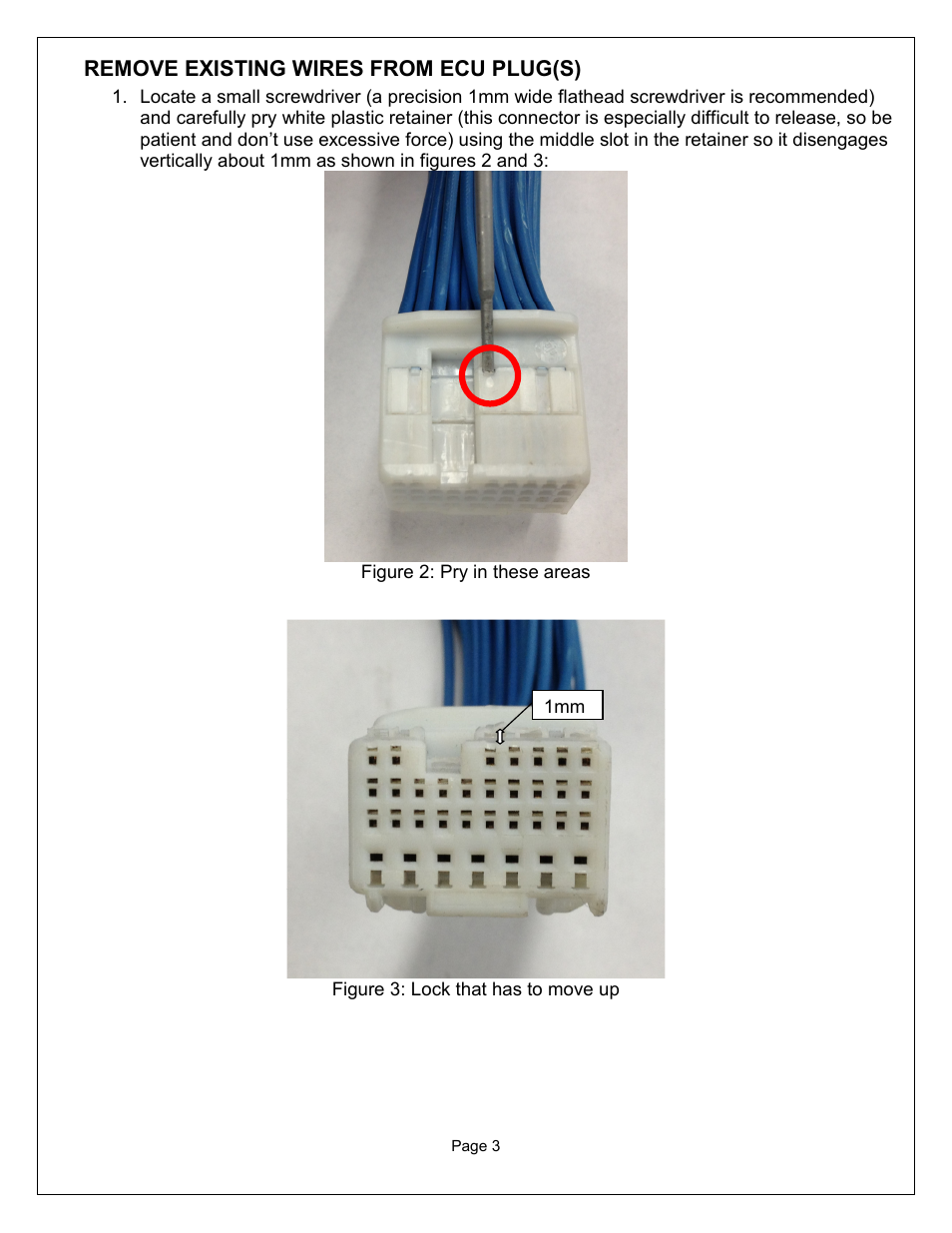 Remove existing wires from ecu plug(s) | AEM 30-3438 Series 2 AEMnet Adapter User Manual | Page 3 / 7