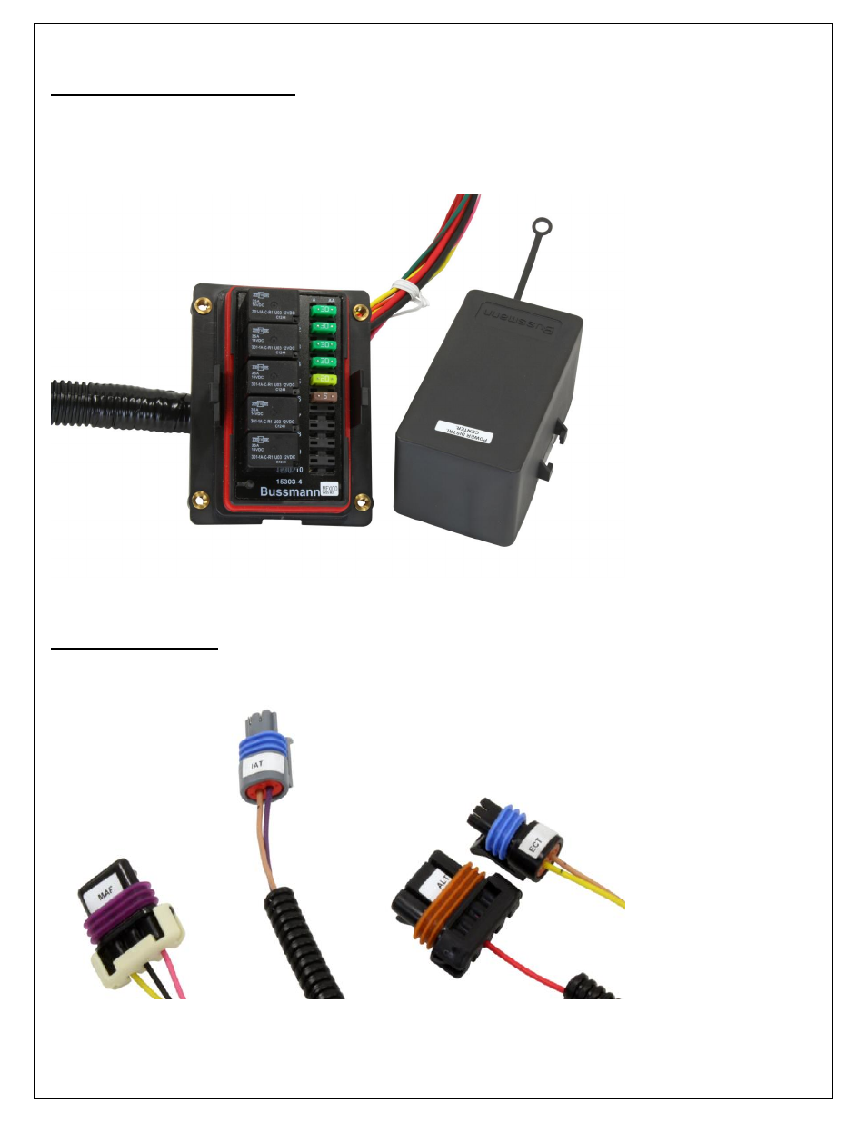 Power distribution center, Connector labels | AEM 30-3532 GM LS 24x Engines Layover User Manual | Page 3 / 23