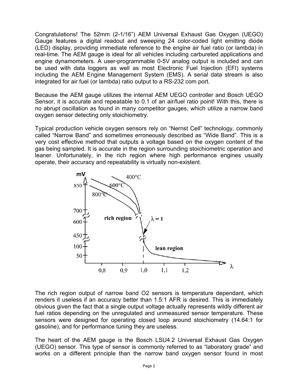 AEM 30-4100 Digital Wideband UEGO Gauge User Manual | Page 2 / 10