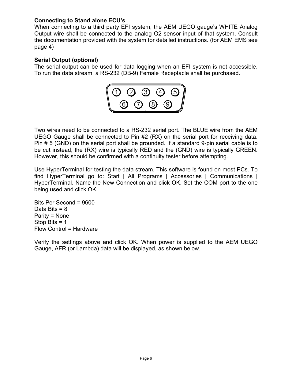 AEM 30-4100 Digital Wideband UEGO Gauge User Manual | Page 6 / 10
