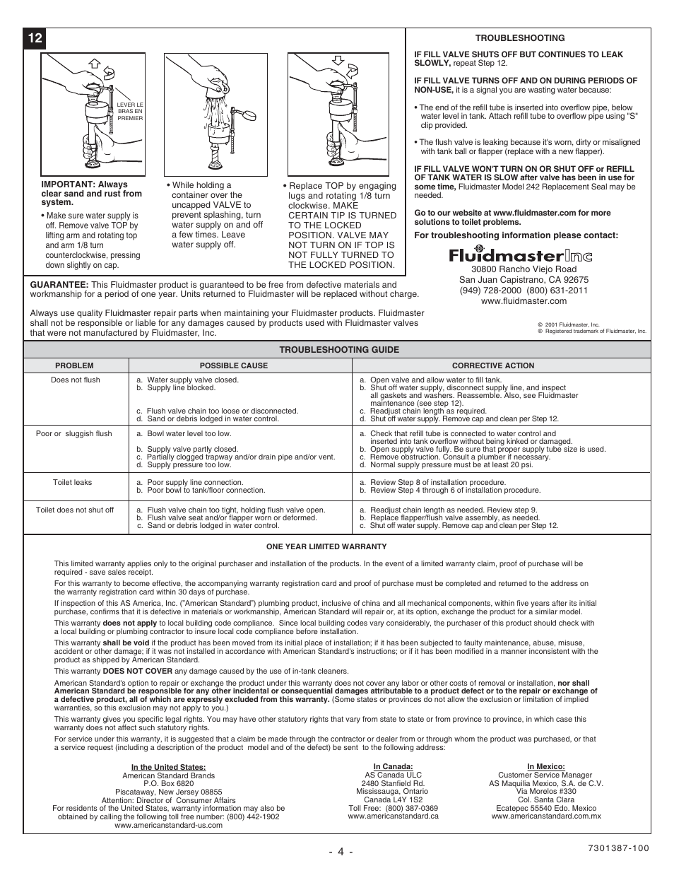 American Standard NEW SAVONA 2097.012 User Manual | Page 4 / 4